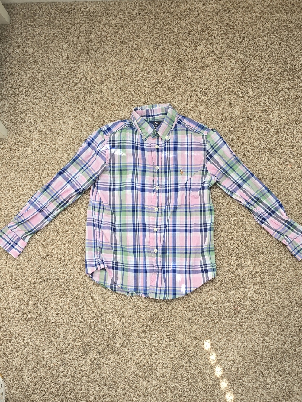 Ralph Lauren Plaid Button-Down Shirt in Pastel Pink, Blue & Green,Boys